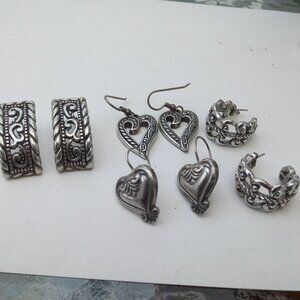 Brighton lot 4 pairs of earrings hearts hoops